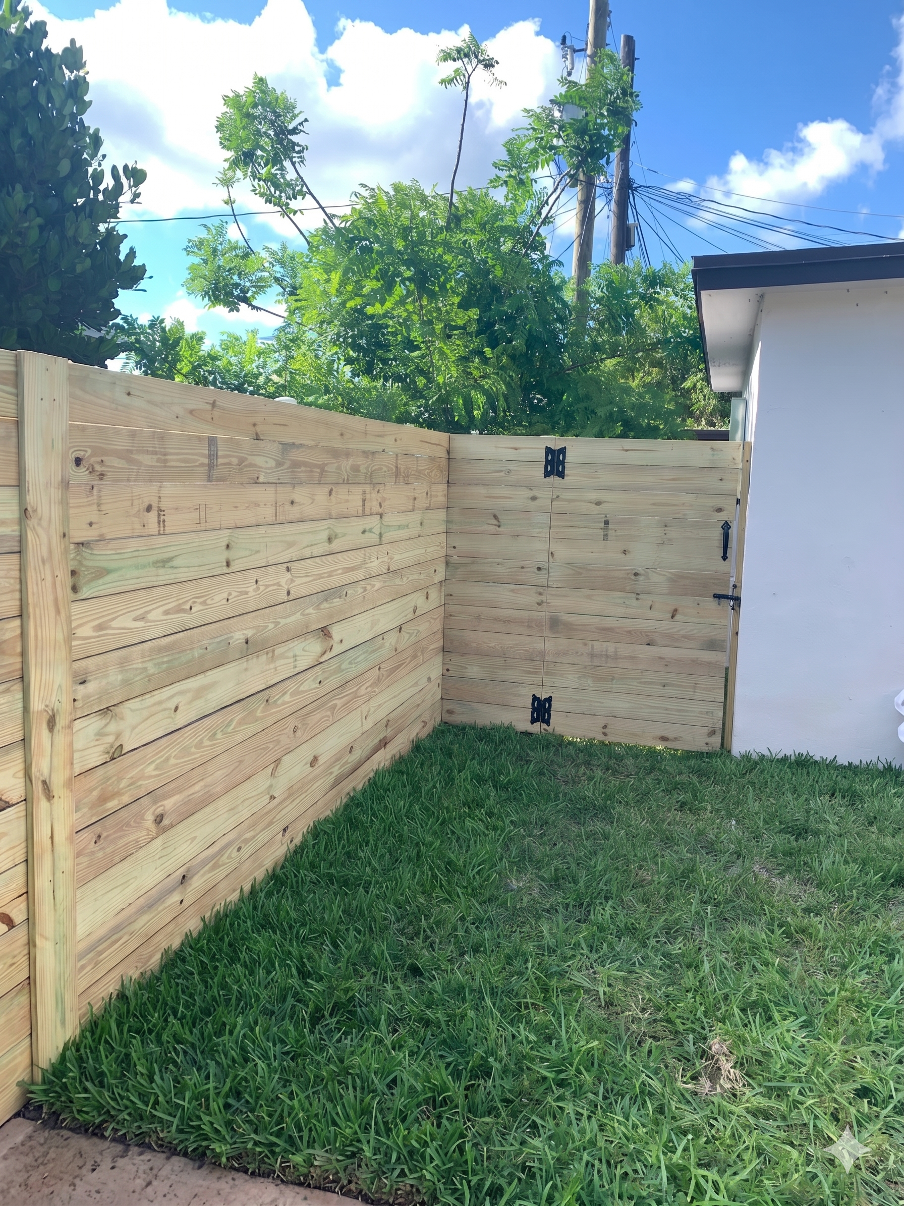 Horizontal Wood Fence & Gate